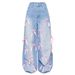 European And American Cross-border High-waisted Bow Patchwork Floor-length Wide-leg Jeans, Street-style Distressed Loose_mkmklike.com