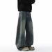 Men's Retro Style Straight Leg Wide Leg Jeans High Street Trendy Casual Mid Waist Cleanfit Trousers_mkmklike.com