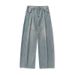Retro Washed Silhouette Jeans Men's Scimitar Pants Loose Long Pants_mkmklike.com