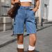 K New Fashionable Casual Multi Pocket Workwear Denim Shorts For Women_mkmklike.com