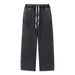 Men's Clothing Relaxed Fit Washed Jogger Pants With Elastic Waist, Wide Leg & Droopy Style For Casual Wear - Black, Light Grey, Rose Red, Dark Brown_mkmklike.com