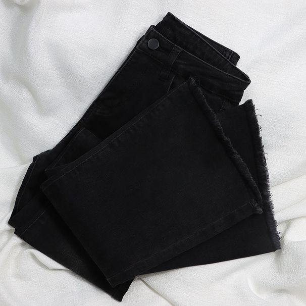 Women's High Waist Flared Jeans - Retro Blue & Black Stretch Denim Pants Summer Lightweight Comfortable Petite-Friendly Bootcut_mkmklike.com