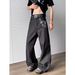 Men's Slim Fit Selvedge Denim Jeans With Floral Embroidery & Slight Flare For Street Style Versatile Streetwear Staple_mkmklike.com