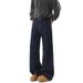 Denim Primary Color Wide Leg Jeans Men's Autumn American High Street Loose Trousers Cleanfit Washed Floor Pants_mkmklike.com