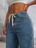 Women's Clothing Vintage Wide Leg Jeans For Women – High Waist, Relaxed Fit, Flared Trousers With Washed Denim & Beaded Details_mkmklike.com