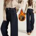 Denim Blue Fleece-lined Flared Jeans For Women, 2025 Autumn And Winter New Style, Loose Fit, Slimming, Non-clingy,_mkmklike.com