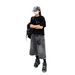 Men's Washed Lightning Pattern Loose Fit Denim Cargo Shorts Retro Streetwear Style_mkmklike.com