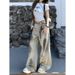 Women's Clothing Hot Girl Retro Distressed Ripped Wide Leg Jeans Women's High Waist Loose Slim Straight Trousers Trendy_mkmklike.com