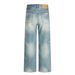 Punk Washed Vintage Denim Straight-Leg For Men Cleanfit Frayed Hem Loose Wide-Leg Pants_mkmklike.com