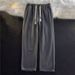 Men's Clothing Elastic Waist Denim Trousers Spring And Autumn Wide Leg Mopping Trousers Autumn And Winter Loose Straight Dark Blue Trousers_mkmklike.com