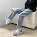 Men's Cropped Straight Leg Jeans – Casual Distressed Hem Denim Pants (Mid-Rise, Light/Deep Blue, No Stretch)_mkmklike.com