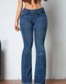 Women's Fashion Stretch Loose Denim Trousers Straight Leg Slightly Flared Pants Clothing_mkmklike.com