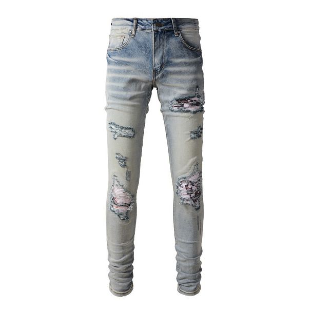 Men's Clothing European And American Street Fashion Ripped Jeans Men's Denim Trend Men's Jeans High Street American Style Skinny Pants Slim Fit 839_mkmklike.com