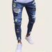 Distressed Embroidered Skinny Jeans For Women - High Waist Stretch Denim Pants With Knee Rips & Zip Detail (Navy Blue, Sizes 30-38)_mkmklike.com