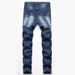 Men's Clothing Nostalgic Blue Jeans Straight Leg Mid-Waist Skinny Pants With Buttons Ripped Design For Street Style_mkmklike.com