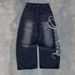 Vintage Washed Denim Jeans With Letter Print – High-Waisted Wide-Leg Pants For Streetwear & Retro Style (S-Xxl, Black/Blue)_mkmklike.com