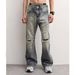 Men's Style Distressed Jeans Spring Summer Rhinestones Sparkles High Street Trend Loose Fit Straight Leg Slightly Flared_mkmklike.com
