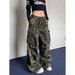 Spring 2027 Fashion American Retro Hip-Hop Cargo Jeans Women Cotton Low Waist Wrinkled Multi Pocket Camouflage Workwear Wide Leg Denim Pants_mkmklike.com