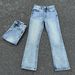 "Ice Blue Marble Wash Distressed Flared Jeans For Men – Vintage Snowflake Pattern & Comfort Fit, Versatile Casual & Commuting Trousers_mkmklike.com