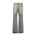 High Street Punk Heavy Washed Denim Flared Pants Men's Hippie Vibes Trendy Handmade Distressed Wide-Leg Trousers_mkmklike.com