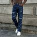 Men's Retro Washed Floral Jeans Loose Straight Leg Pants_mkmklike.com