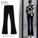 Women's Flared Jeans 2023 New Spring And Autumn High-waisted Slim-fit Black Bootcut Pants For Petite Figures_mkmklike.com