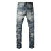Men's Clothing Men's Distressed Skinny Jeans Ripped Dark Blue Washed Trendy Brand Patchwork Slim Fit High Waist Street Fashion American Style_mkmklike.com