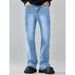 Men's Clothing Men's Trendy Light Blue Stretch Straight Leg Jeans Style High Street Slightly Flared Loose Fit Washed_mkmklike.com