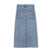 Women's Clothing High Waist Petite Side Slit Denim Skirt Women's Summer 2021 New Slim Mid Length Hip Wrapped A Line Skirt Trend_mkmklike.com