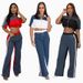 Women's Clothing Denim Stitching Color Stand Up Collar Zipper Top Wide Leg Pants Two Piece Suit For Women_mkmklike.com