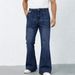 Men's Stretch Bootcut Jeans With Elastic Waist – Vintage Washed Denim (70% Cotton, Comfort Fit, Classic Bell Bottom, Casual & Retro Style)_mkmklike.com