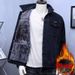 Pulse Pulse Men's Denim Jacket With Multiple Pockets, Versatile, Winter Fleece-Lined, Thickened, Wear-Resistant, Loose Fit, European_mkmklike.com