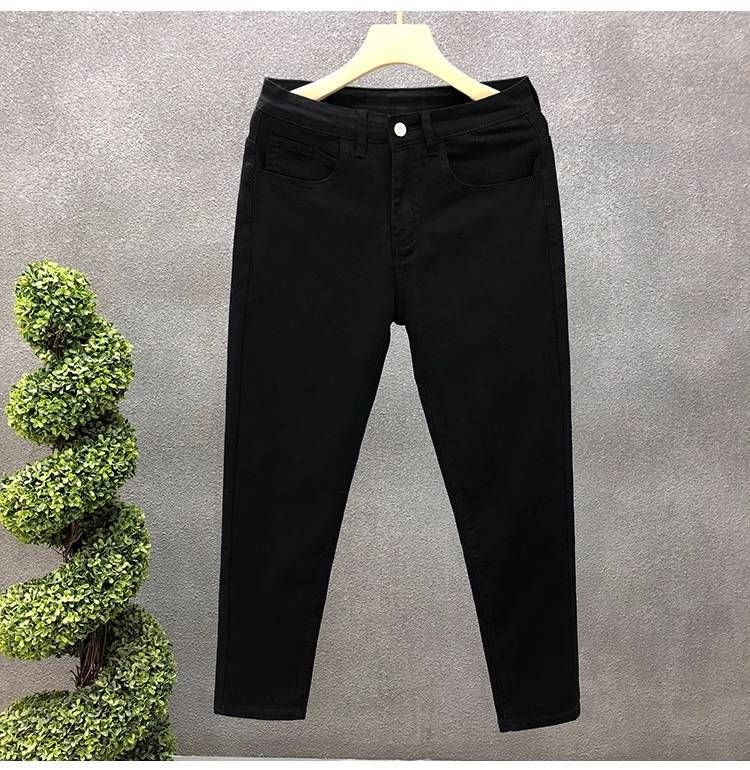Men's Solid Color Jeans For Men Trendy Brand Slim Fit Skinny Nine-point Pants For Men Spirited Young Men White Casual Pants_mkmklike.com