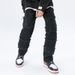 Men's Clothing Black Ripped Jeans Men's Black Ripped Jeans - Relaxed Fit Straight Leg Distressed Denim Pants For Casual Streetwear & Hip Hop Style_mkmklike.com