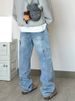 Men's Clothing Men's Hip Hop Retro Washed Distressed Straight Jeans Casual Wide Leg Pants Summer Logging For Formal & Casual_mkmklike.com
