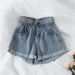 Women's High-Waisted Slimming Denim Shorts Korean Style Loose Wide Leg Summer 2021 Trendy Rolled up Hot Pants for Students_mkmklike.com