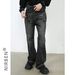 Men's Clothing Washed gray destroyed vintage jeans straight loose black flared trousers men's one piece drop shipping_mkmklike.com