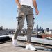 Stretch Distressed Knee Zip Jeans For Men - Slim Tapered Ankle Denim With Vintage Wash_mkmklike.com