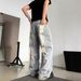 Distressed Jeans For Women, Summer Loose Slimming Straight Low Waist Washed Vintage Wide Leg Pants_mkmklike.com
