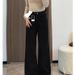 ELLE Black Fleece-Lined Thickened Straight-Leg Jeans For Women, Autumn And Winter, Plus Size, New Loose Slim Fit, Wide-Leg,_mkmklike.com