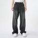 Nordmann American Style Wide-Leg Jeans For Men Black Gray Trendy Brand Cool Vintage Washed Loose Straight Versatile Casual Pants_mkmklike.com