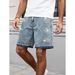 Men's Summer Denim Shorts Capri Pants Rhinestone Snowflake Wash Top Selling Item European Size_mkmklike.com
