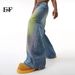 EF JEANS | 2024 New Product, American Street Hip-hop Color Graffiti Smudged Wide-leg Pants Jeans Tide_mkmklike.com