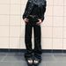 Plus Size Rhinestone Embellished Jeans For Women – High Waisted Straight Leg Denim Pants With Vintage Wash (Fall Streetwear Collection)_mkmklike.com