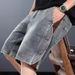 Men's Clothing Men's Vintage Denim Shorts - Retro American Style Casual Loose Fit Distressed Five-Pocket Summer Shorts For Men (Black, Blue)_mkmklike.com
