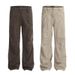 Men's Streetwear Vintage Washed Straight Leg Denim Pants - High Waist, Loose Fit (Brown/Light Khaki, S-XXL)_mkmklike.com