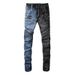 Men's Clothing Jeans European And American Trendy Brand Motorcycle Jeans Men's High Street Riding Style Splicing Tights Men 1052_mkmklike.com