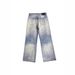 YYJ 25SS Bull King Series 05 Men's A-Line Washed Blue Relaxed Straight Jeans Cleanfit Denim Pants_mkmklike.com