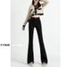 Women's High-Waisted Slim Fit Flared Jeans Petite Versatile Black Pants for Spring And Autumn_mkmklike.com