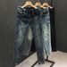 Men's Clothing Men's Slim Fit Cropped Jeans Trendy Brand Washed Ripped Spring Thin For Formal & Casual Casual Pants_mkmklike.com